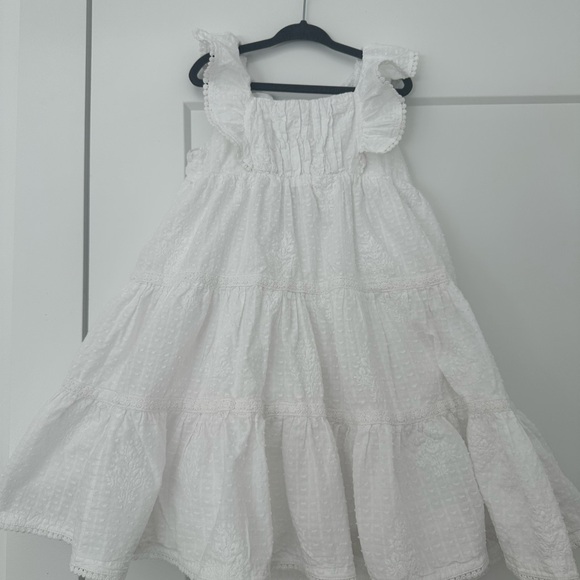 White Ruffled Kids Dress - Picture 1 of 6